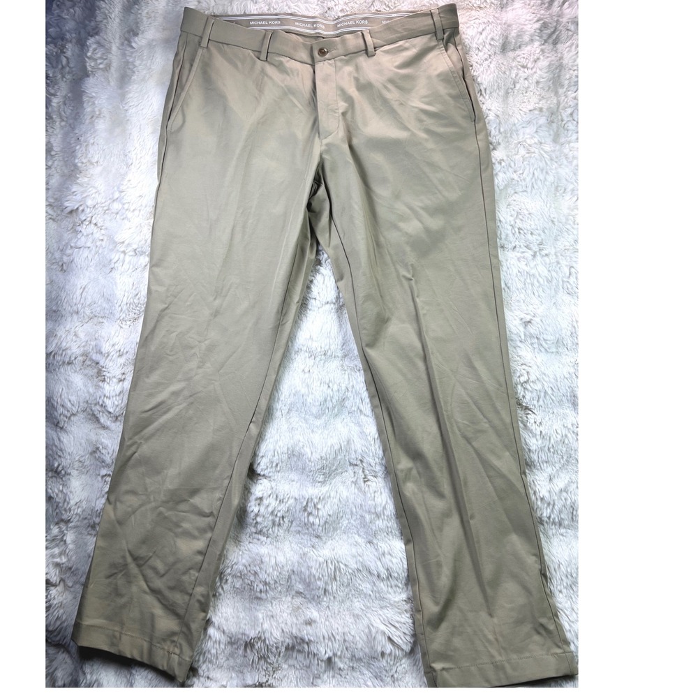 Michael Kors Mens Chino Pants Khaki Tan Stretch 36W x 30L Cotton Lycra Blend.A42